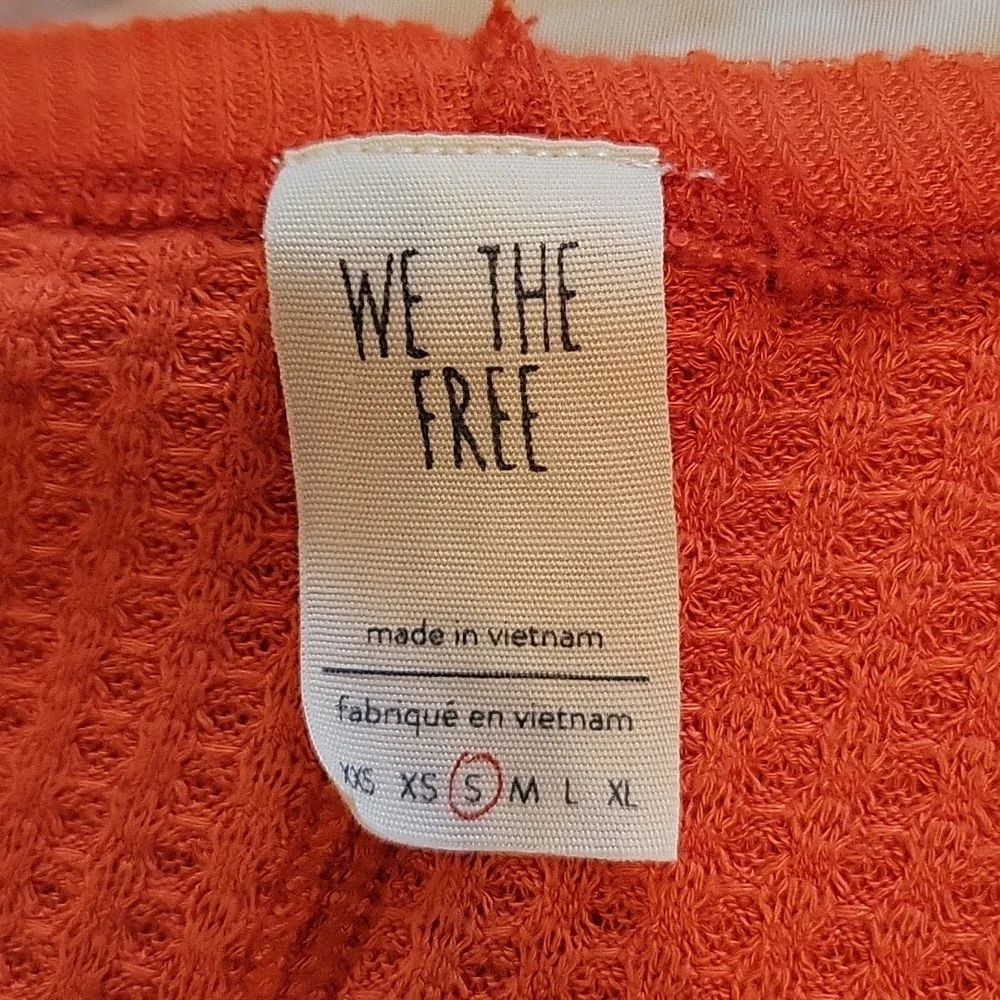 Free People Catalina Orange Thermal Oversized Waffle Knit Top Size S - Picture 4 of 12